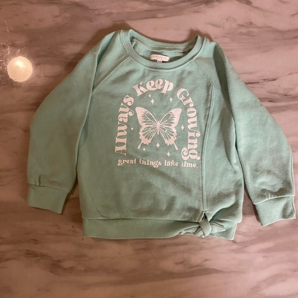 Grayson Mini Toddler Girls' Tie Waist Sweatshirt - Teal Green